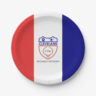 Prato De Papel Bandeira de Cleveland, Ohio Paper Plate