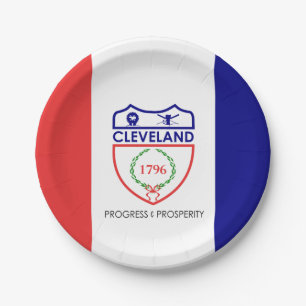 Prato De Papel Bandeira de Cleveland, Ohio Paper Plate