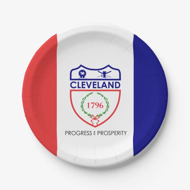 Prato De Papel Bandeira de Cleveland, Ohio Paper Plate (Frente)