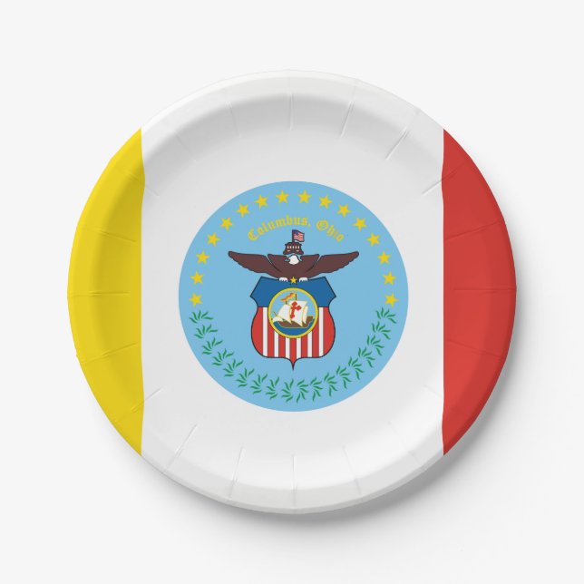 Prato De Papel Bandeira de Columbus, Ohio Paper Plates (Frente)