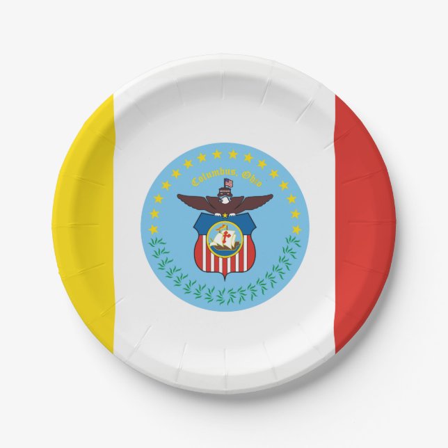 Prato De Papel Bandeira de Columbus, Ohio Paper Plates (Frente)
