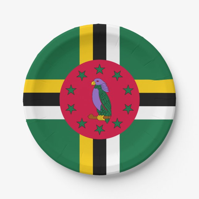 Prato De Papel Bandeira de Dominica (Frente)