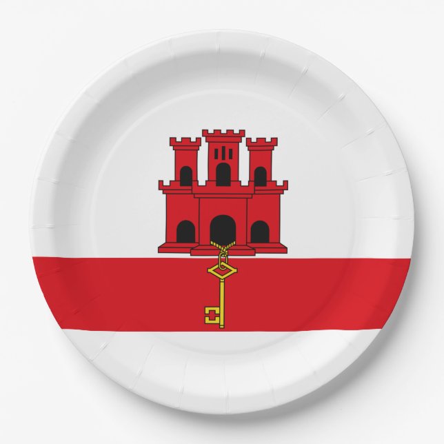 Prato De Papel Bandeira de Gibraltar (Frente)