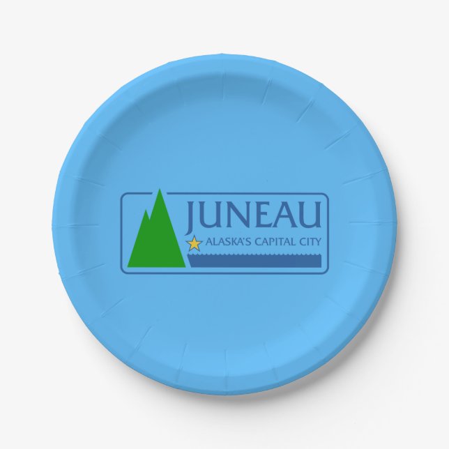 Prato De Papel Bandeira de Juneau, Placas de Papel do Alasca (Frente)