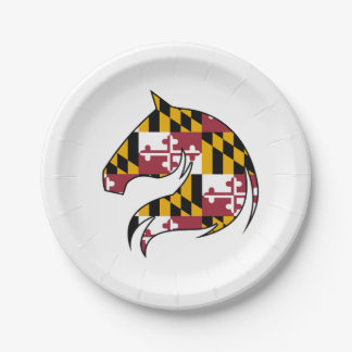 Prato De Papel Bandeira de Maryland Cavalos Cabeça Papel Jogadore