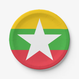 Prato De Papel Bandeira de Mianmar