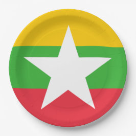Prato De Papel Bandeira de Mianmar (Birmânia)