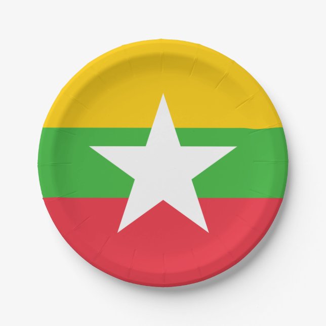 Prato De Papel Bandeira de Myanmar (Frente)