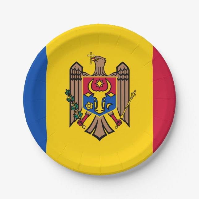 Prato De Papel Bandeira de Papelão da Moldávia (Frente)