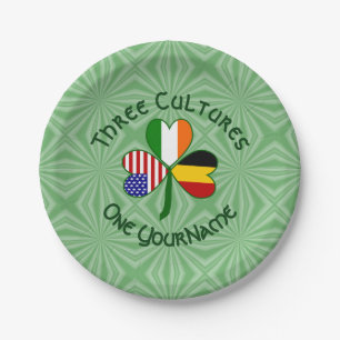 Prato De Papel Bandeira de Shamrock belga irlandesa Americana Per