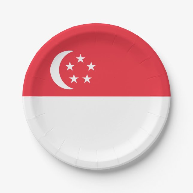 Prato De Papel Bandeira de Singapura (Frente)