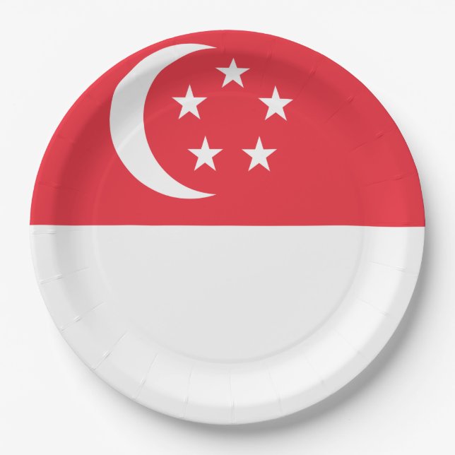 Prato De Papel Bandeira de Singapura (Frente)