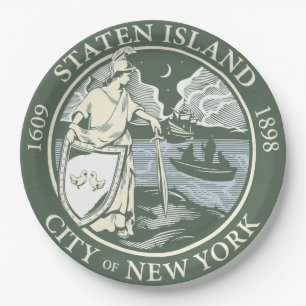 Prato De Papel Bandeira de Staten Island (Borough of Nova Iorque)