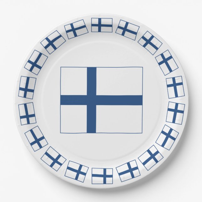PRATO DE PAPEL BANDEIRA DE SUOMI FINLANDIA (Frente)