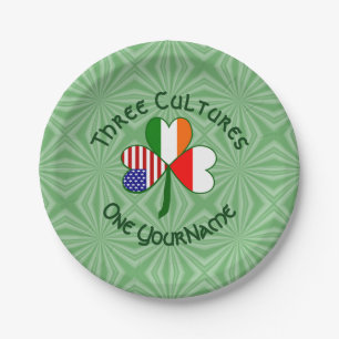 Prato De Papel Bandeira de Trevo Personalizada Americano Irlandês