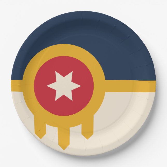 Prato De Papel Bandeira de Tulsa, Oklahoma (Frente)