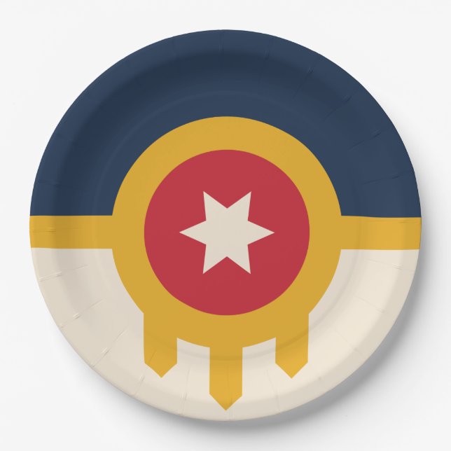 Prato De Papel Bandeira de Tulsa (Oklahoma) (Frente)