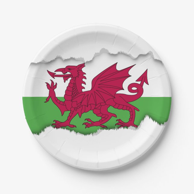 Prato De Papel Bandeira de Wales (Frente)