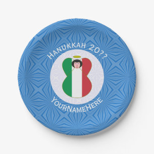 Prato De Papel Bandeira do Anjo Italiano para Hanukkah