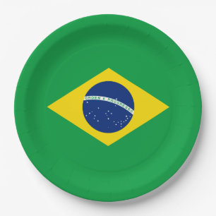 Prato De Papel Bandeira do Brasil