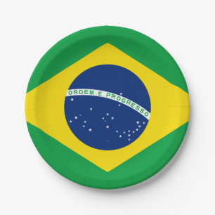 Prato De Papel Bandeira do Brasil