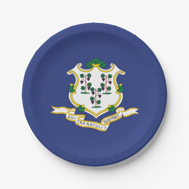Prato De Papel Bandeira do Estado de Connecticut (Frente)