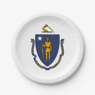 Prato De Papel Bandeira do Estado de Massachusetts