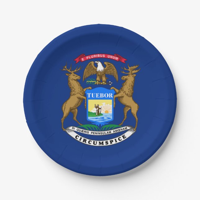 Prato De Papel Bandeira do Estado de Michigan (Frente)