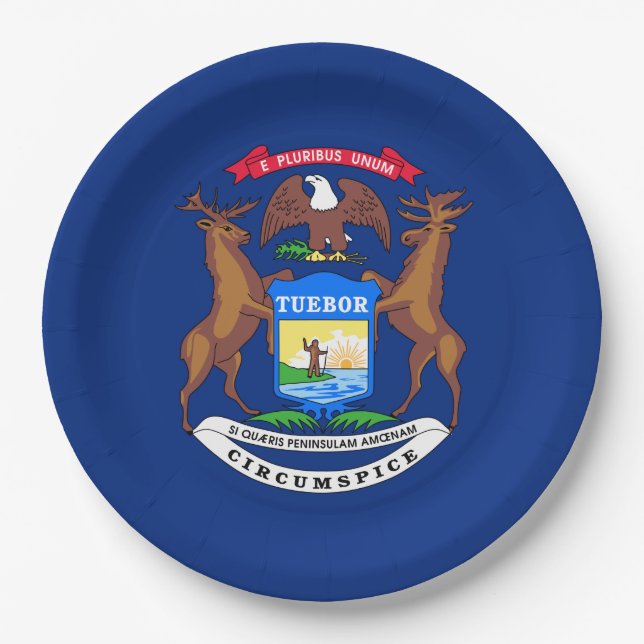 Prato De Papel Bandeira do Estado de Michigan (Frente)