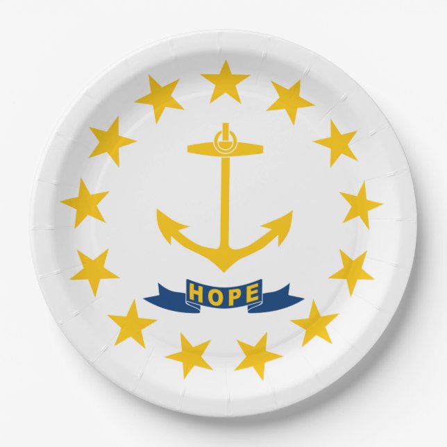 Prato De Papel Bandeira do Estado de Rhode Island (Frente)
