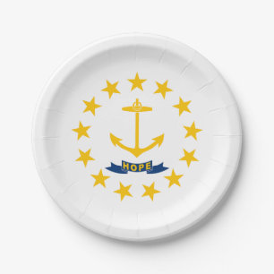 Prato De Papel Bandeira do Estado de Rhode Island