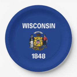 Prato De Papel Bandeira do Estado de Wisconsin