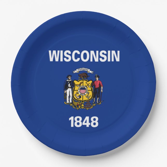 Prato De Papel Bandeira do Estado de Wisconsin (Frente)