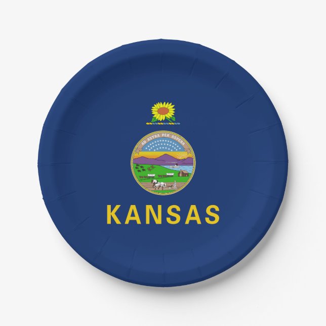 Prato De Papel Bandeira do Estado do Kansas (Frente)