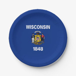 Prato De Papel Bandeira do Estado Patriótico de Wisconsin