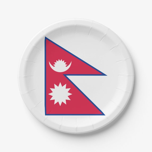 Prato De Papel Bandeira do Nepal (nepalês) (Frente)