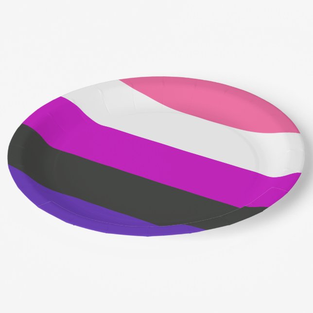 Prato De Papel Bandeira do Orgulho Genderfluid (Inclinado)