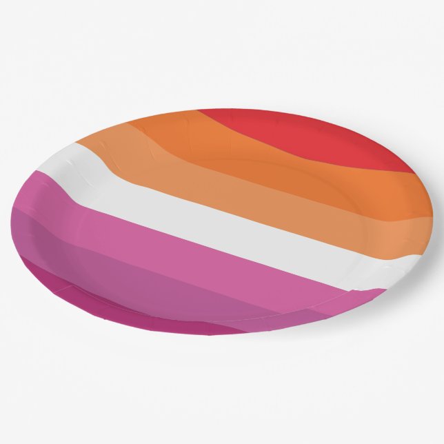 Prato De Papel Bandeira do Orgulho Lésbico (Inclinado)