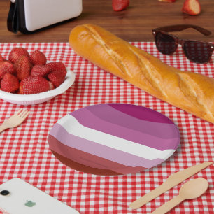 Prato De Papel bandeira do orgulho lésbico feminino da SlipperyJo