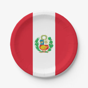 Prato De Papel Bandeira do Peru