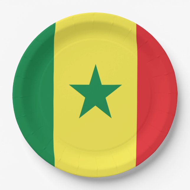 Prato De Papel Bandeira do Senegal (Frente)