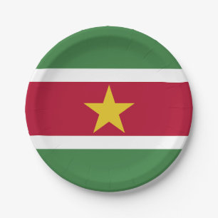 Prato De Papel Bandeira do Suriname