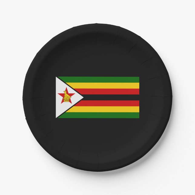 Prato De Papel Bandeira do Zimbabué (Frente)