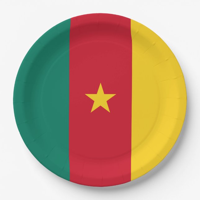 Prato De Papel Bandeira dos Camarões (Frente)
