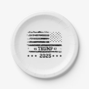 Prato De Papel Bandeira dos Estados Unidos.Presidente Donald Trum