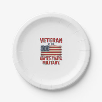 Prato De Papel Bandeira dos EUA Veterano Vintage Design Vetorial