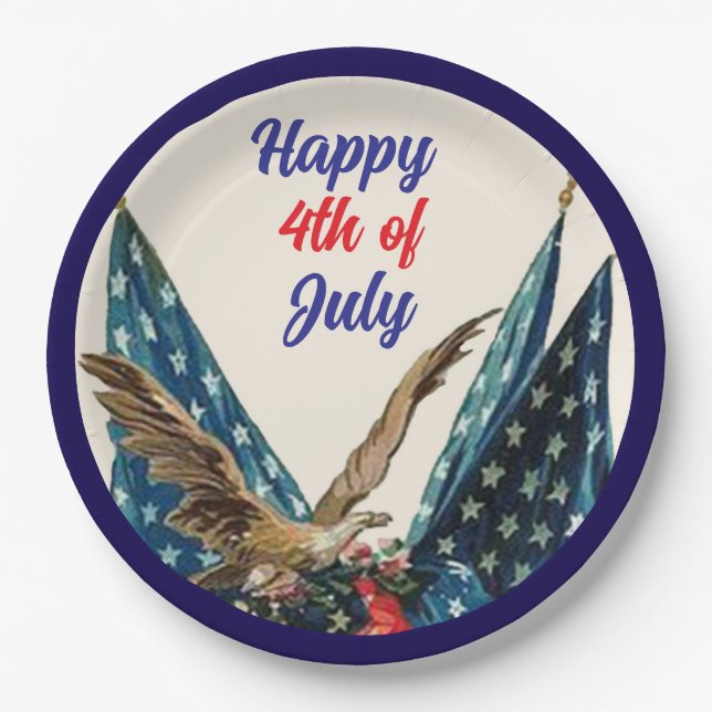 Prato De Papel Bandeira e Águia Patriótica 4º de julho Partido Co (Frente)