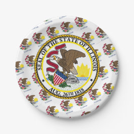 Prato De Papel Bandeira e Selo de Illinoisan, Illinois