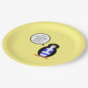 Prato De Papel Bandeira Grega Pinguim Ms Personalizado
