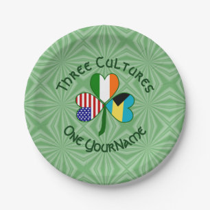 Prato De Papel Bandeira Irlandesa Americana Bahamiana Shamrock Pe